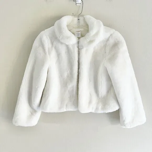 Gymboree Cream White Faux Fur Shrug Size 7/8 M Coat Fancy Dressed Up Jacket - Picture 8 of 8
